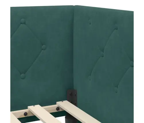 Stūra Gultas Rāmis Ar Matraci Tumši Zaļš 80 X 200 Cm Samts Vidaxl