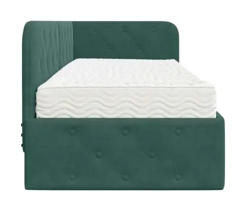 Stūra Gultas Rāmis Ar Matraci Tumši Zaļš 80 X 200 Cm Samts Vidaxl