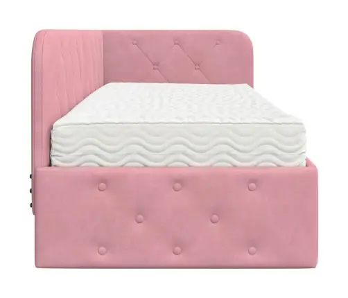 Stūra Gultas Rāmis Ar Matraci Rozā 80 X 200 Cm Samts Vidaxl
