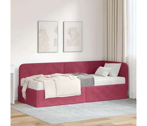 Kampinė Lovos Konstrukcija Vyno Raudona 80 X 200 Cm Aksomas