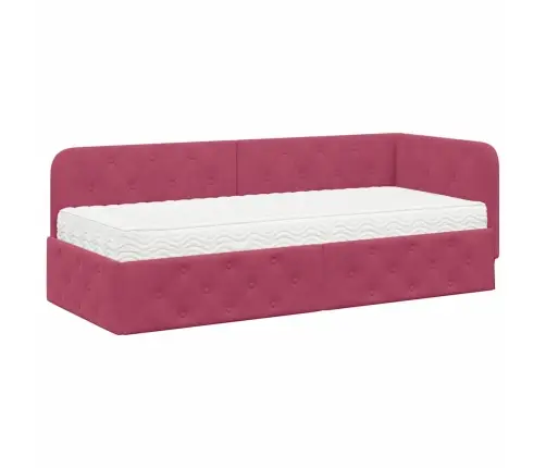 Kampinė Lovos Konstrukcija Vyno Raudona 80 X 200 Cm Aksomas