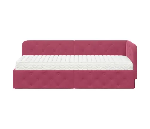 Kampinė Lovos Konstrukcija Vyno Raudona 80 X 200 Cm Aksomas