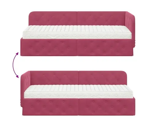 Kampinė Lovos Konstrukcija Vyno Raudona 80 X 200 Cm Aksomas