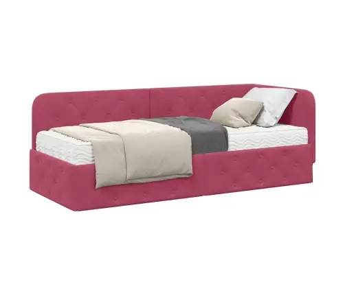 Kampinė Lovos Konstrukcija Vyno Raudona 80 X 200 Cm Aksomas