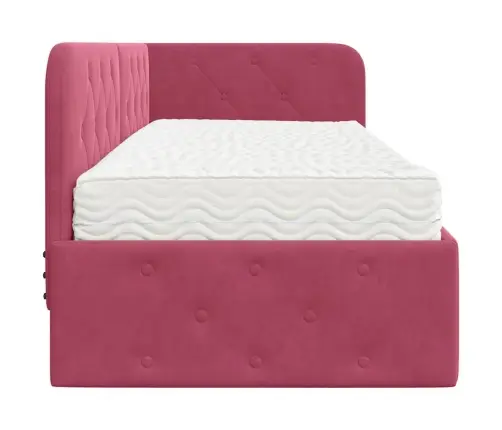 Kampinė Lovos Konstrukcija Vyno Raudona 80 X 200 Cm Aksomas