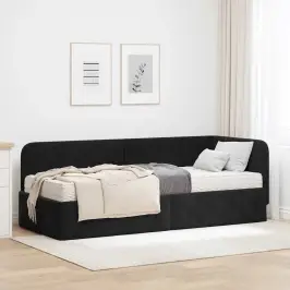 Kampinė Lovos Konstrukcija Juoda 80 X 200 Cm Aksomas