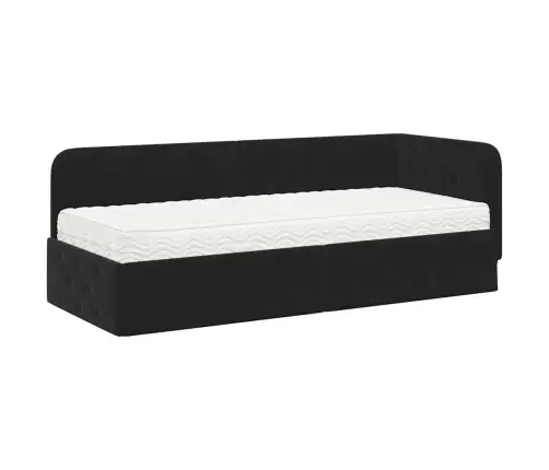 Kampinė Lovos Konstrukcija Juoda 80 X 200 Cm Aksomas