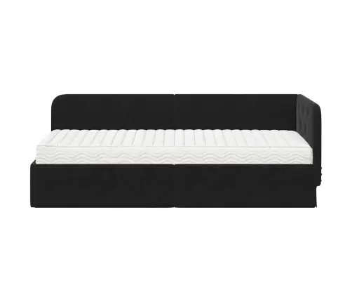 Kampinė Lovos Konstrukcija Juoda 80 X 200 Cm Aksomas
