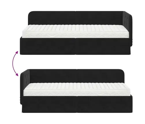 Kampinė Lovos Konstrukcija Juoda 80 X 200 Cm Aksomas