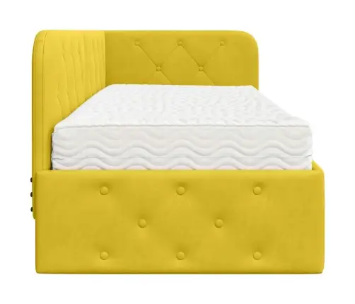 Stūra Gultas Rāmis Ar Matraci Dzeltena 80 X 200 Cm Samts Vidaxl