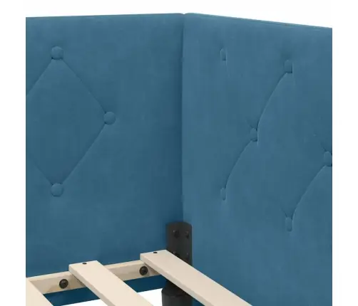 Kampinė Lovos Konstrukcija Mėlyna 90 X 190 Cm Aksomas