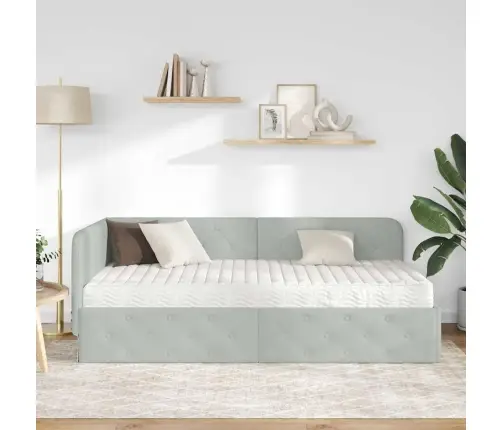 Nurgavoodi Raam Madratsiga Peaga Helehall 90 X 190 Cm Samet