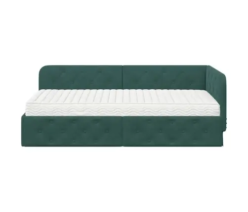 Kampinė Lovos Konstrukcija Tamsiai Žalia 90 X 190 Cm Aksomas