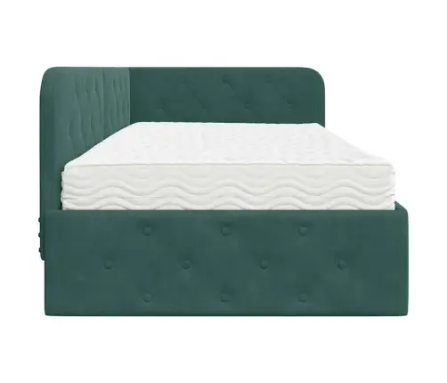 Kampinė Lovos Konstrukcija Tamsiai Žalia 90 X 190 Cm Aksomas