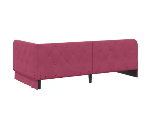 Kampinė Lovos Konstrukcija Vyno Raudona 90 X 190 Cm Aksomas