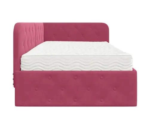 Kampinė Lovos Konstrukcija Vyno Raudona 90 X 190 Cm Aksomas