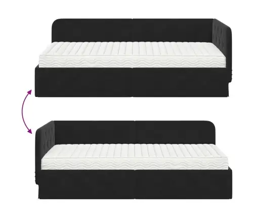 Nurgavoodi Raam Madratsiga Peaga Must 90 X 190 Cm Samet