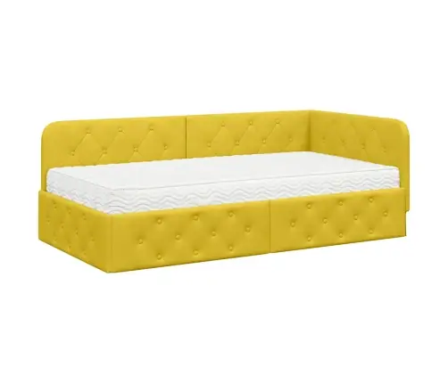 Nurgavoodi Raam Madratsiga Peaga Kollane 90 X 190 Cm Samet