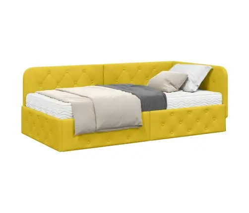 Nurgavoodi Raam Madratsiga Peaga Kollane 90 X 190 Cm Samet