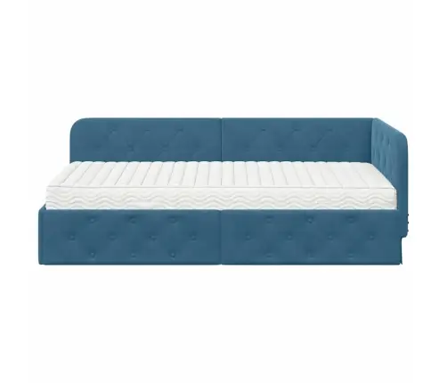 Kampinė Lovos Konstrukcija Mėlyna 90 X 200 Cm Aksomas