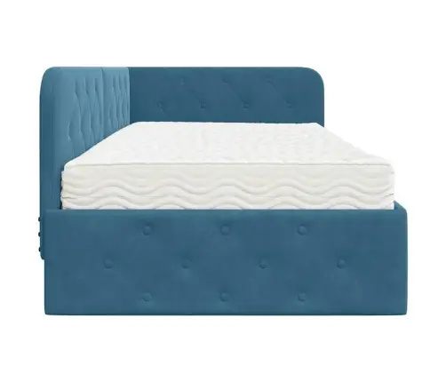 Kampinė Lovos Konstrukcija Mėlyna 90 X 200 Cm Aksomas