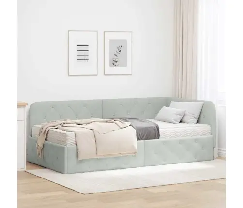 Nurgavoodi Raam Madratsiga Peaga Helehall 90 X 200 Cm Samet