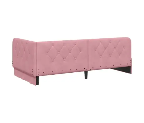 Stūra Gultas Rāmis Ar Matraci Rozā 90 X 200 Cm Samts Vidaxl