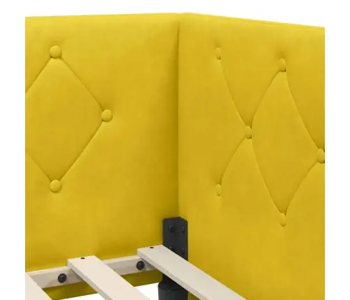 Stūra Gultas Rāmis Ar Matraci Dzeltena 90 X 200 Cm Samts Vidaxl