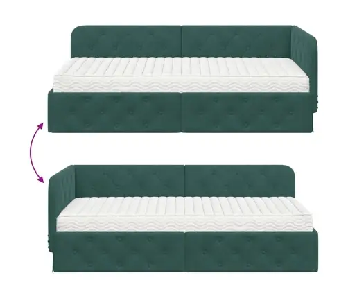 Nurgavoodi Raam Madratsiga Tume Rohelise 100 X 200 Cm Samet