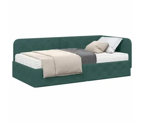 Nurgavoodi Raam Madratsiga Tume Rohelise 100 X 200 Cm Samet