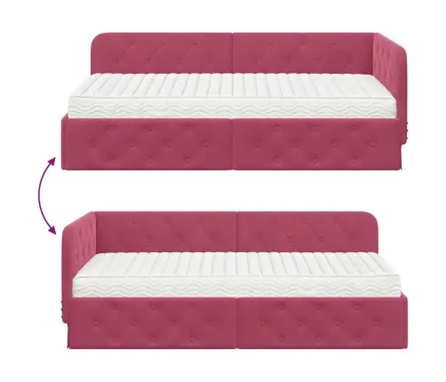 Kampinė Lovos Konstrukcija Vyno Raudona 100 X 200 Cm Aksomas