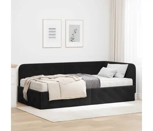 Nurgavoodi Raam Madratsiga Peaga Must 100 X 200 Cm Samet