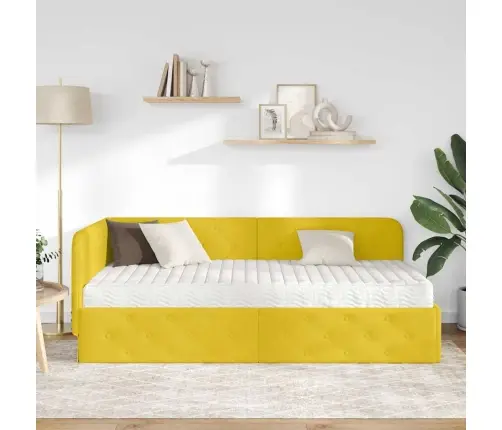 Nurgavoodi Raam Madratsiga Peaga Kollane 100 X 200 Cm Samet