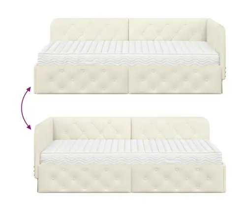 Nurgavoodi Raam Madratsiga Peaga Cream 100 X 200 Cm Samet