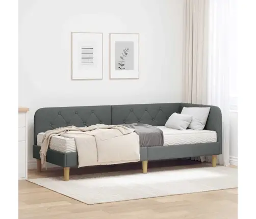 Kampinė Lovos Konstrukcija Tamsiai Pilka 80 X 200 Cm Audinys