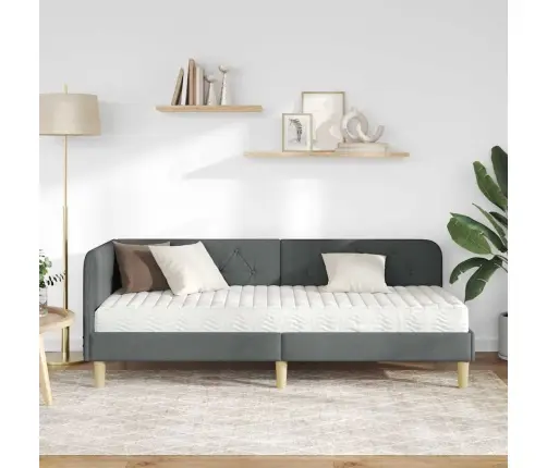 Kampinė Lovos Konstrukcija Tamsiai Pilka 80 X 200 Cm Audinys