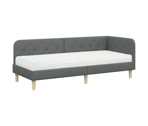 Kampinė Lovos Konstrukcija Tamsiai Pilka 80 X 200 Cm Audinys