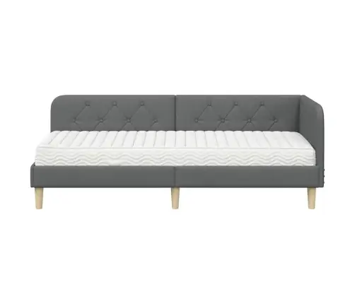 Kampinė Lovos Konstrukcija Tamsiai Pilka 80 X 200 Cm Audinys