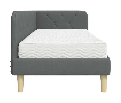 Kampinė Lovos Konstrukcija Tamsiai Pilka 80 X 200 Cm Audinys