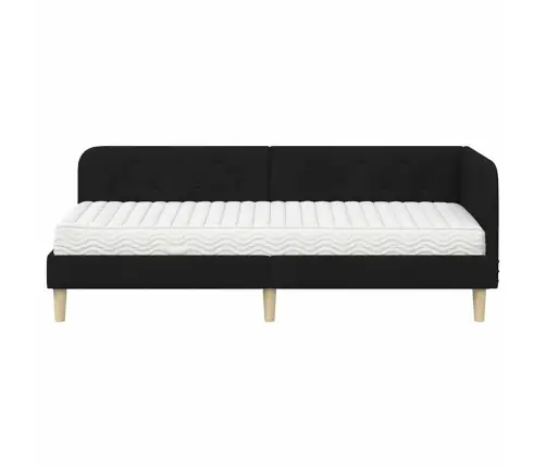 Stūra Gultas Rāmis Ar Matraci Melna 80 X 200 Cm Audums Vidaxl