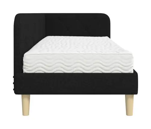 Stūra Gultas Rāmis Ar Matraci Melna 80 X 200 Cm Audums Vidaxl