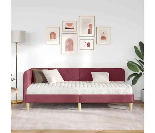 Kampinė Lovos Konstrukcija Vyno Raudona 80 X 200 Cm Audinys