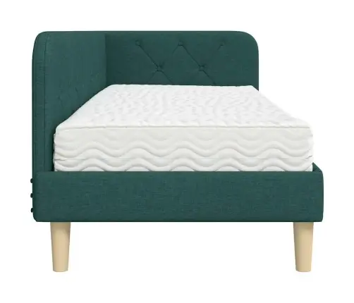 Stūra Gultas Rāmis Ar Matraci Tumši Zaļš 80 X 200 Cm Audums Vidaxl