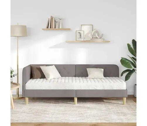 Stūra Gultas Rāmis Ar Matraci Pelēkbrūna 80 X 200 Cm Audums Vidaxl