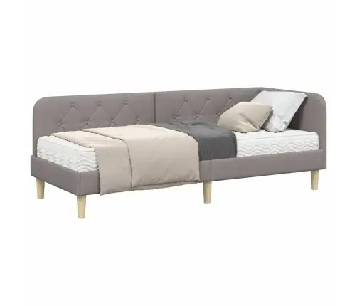 Stūra Gultas Rāmis Ar Matraci Pelēkbrūna 80 X 200 Cm Audums Vidaxl