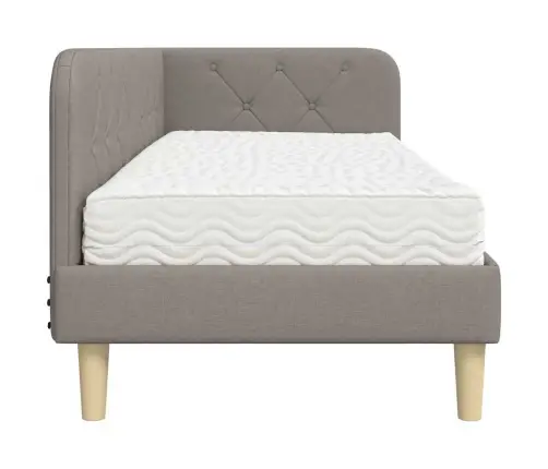 Stūra Gultas Rāmis Ar Matraci Pelēkbrūna 80 X 200 Cm Audums Vidaxl