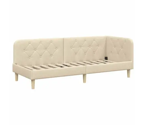 Stūra Gultas Rāmis Ar Matraci Krēmkrāsa 80 X 200 Cm Audums Vidaxl