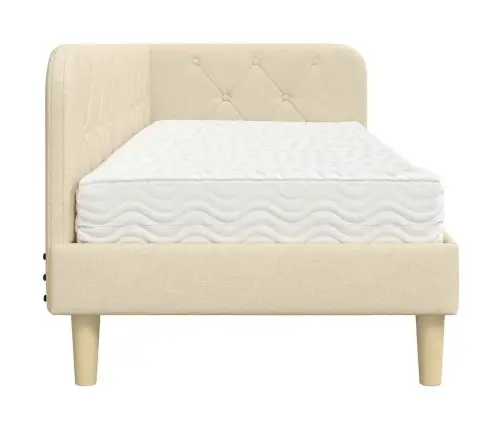 Stūra Gultas Rāmis Ar Matraci Krēmkrāsa 80 X 200 Cm Audums Vidaxl