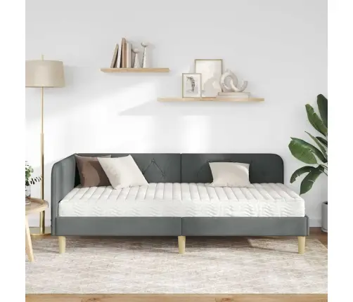Kampinė Lovos Konstrukcija Tamsiai Pilka 90 X 190 Cm Audinys