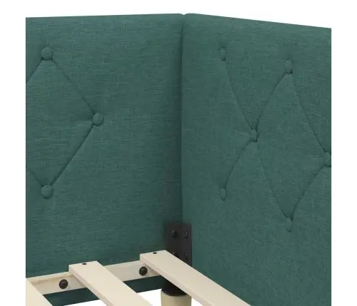 Stūra Gultas Rāmis Ar Matraci Tumši Zaļš 90 X 190 Cm Audums Vidaxl